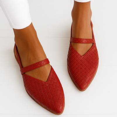 LIVIA™ | Geflochtene Slingback-Ballerinas aus Lederoptik