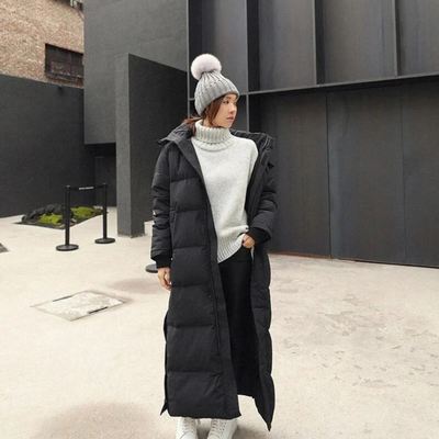 Winterjacke Damen Lang Gepolstert | Mit Kapuze und Reißverschluss