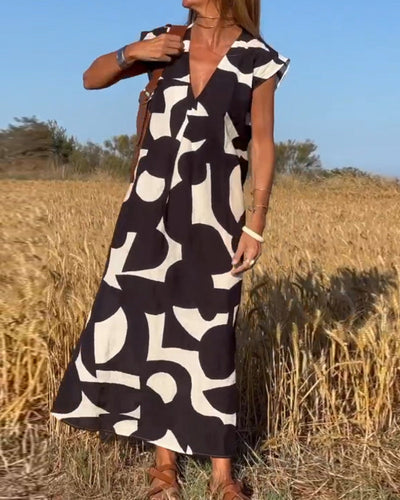 ELENA KLEID MIT PRINTMUSTER UND V-AUSSCHNITT
