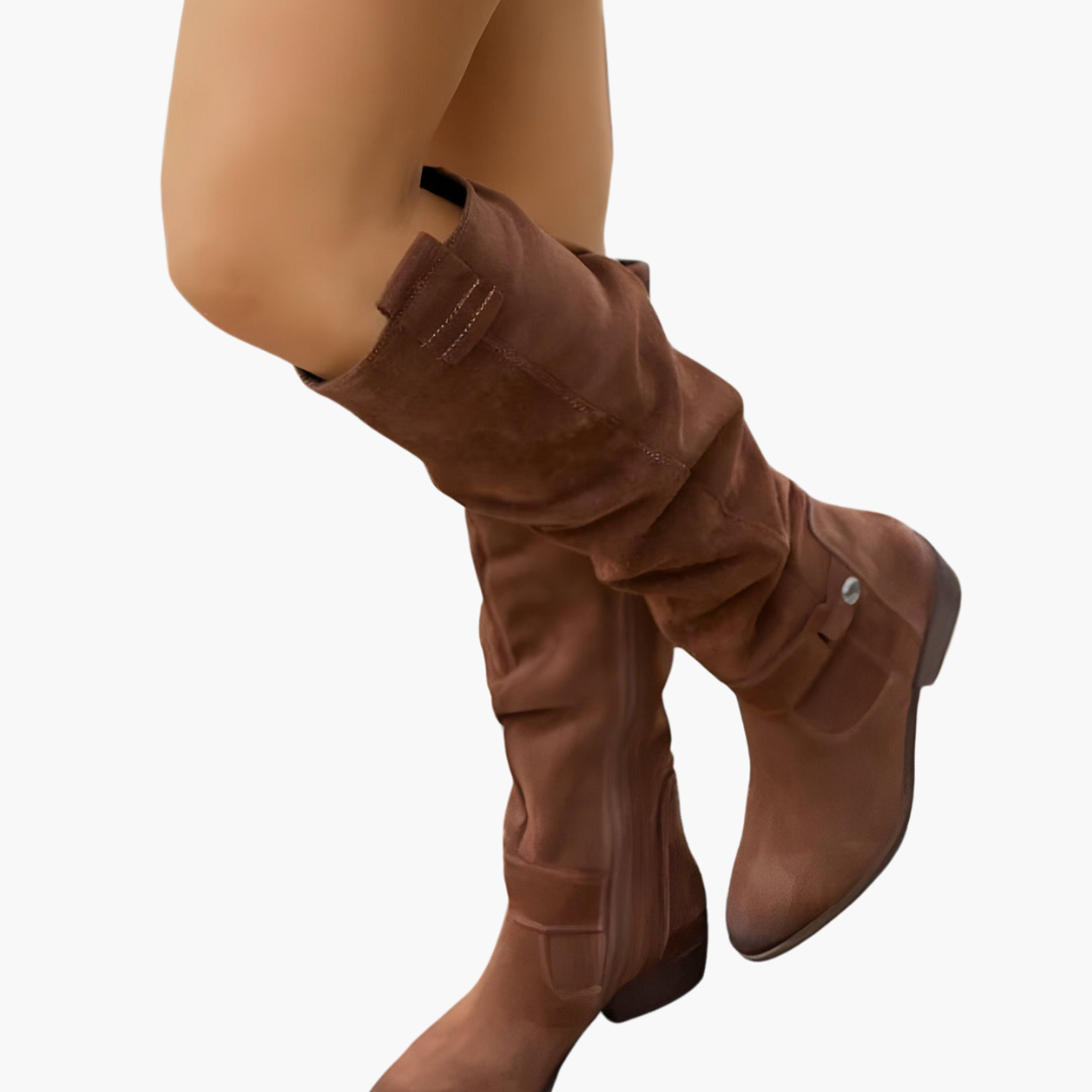 Kniehohe Stiefel - für Damen mit Blockabsatz und Reißverschluss