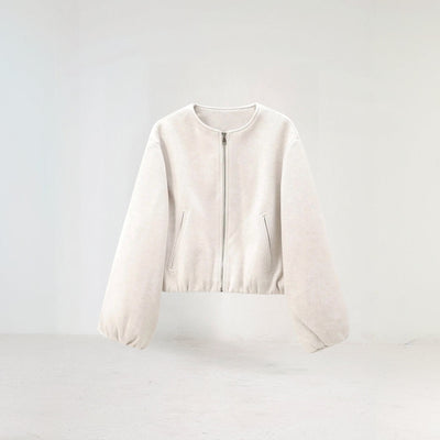 Cropped Damen Übergangsjacke – mit Ballonärmeln & modernem Schnitt