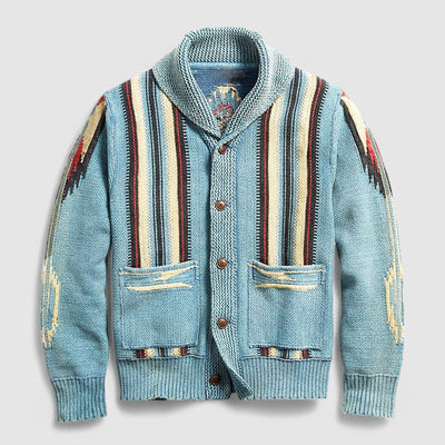 JACQUARD STRICKJACKE MIT REVERSKRAGEN