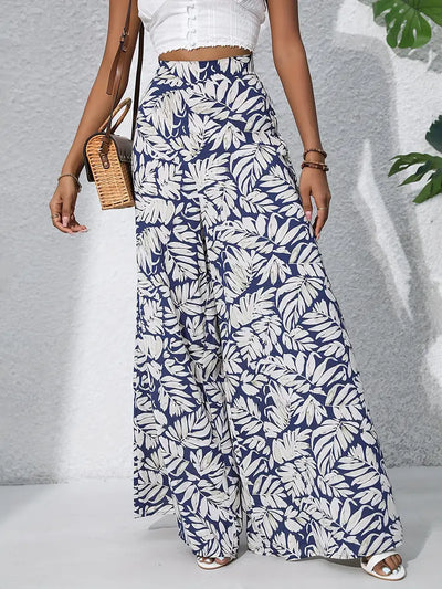 Louvelle – Stilvolle Hose mit weitem Bein und tropischem Print