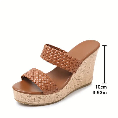 Bonnie - Keilsandalen mit geflochtenem Riemen und Kork