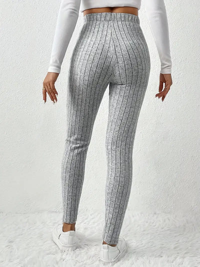 Zhari – Rippstrick-Leggings mit hohem Bund und Kordelzug