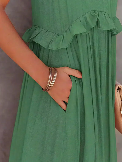 Boho Maxikleid mit Volants & Neckholder-Ausschnitt – Sommerlich & Feminin