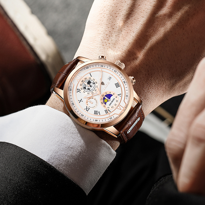 Chronographuhr mit hochwertigem Lederarmband