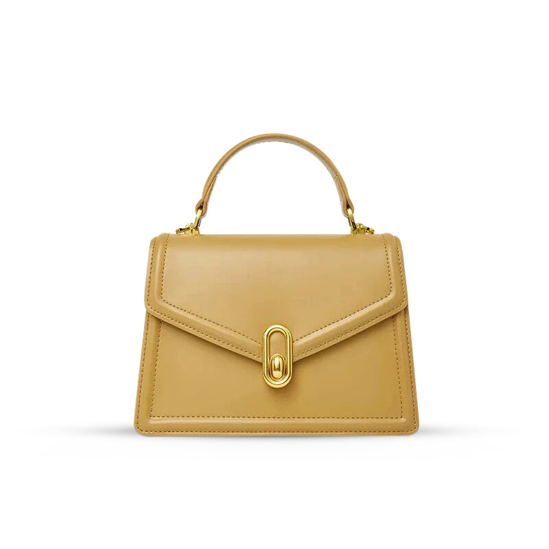 Elena | Strukturierte Damenhandtasche mit Top-Handle & goldfarbenem Verschluss – Elegante City-Bag