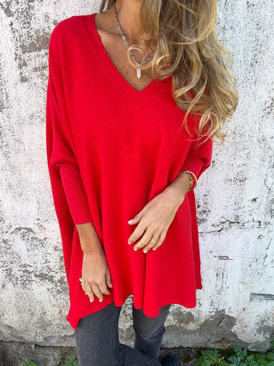 Céline – Weicher Oversized-Pullover mit V-Ausschnitt