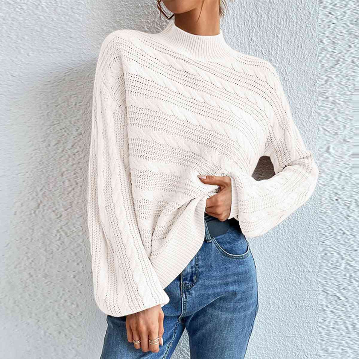 Eleganter Rollkragenpullover aus Zopfmuster für Damen