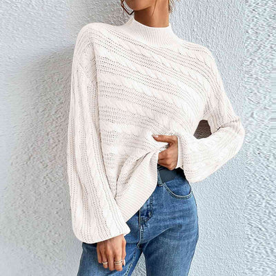 Eleganter Rollkragenpullover aus Zopfmuster für Damen