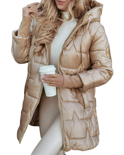 Nolwen | Eleganter Wintermantel mit Kapuze und Wattierung