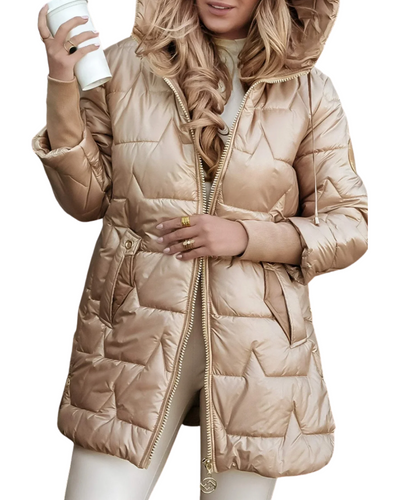 Nolwen | Eleganter Wintermantel mit Kapuze und Wattierung