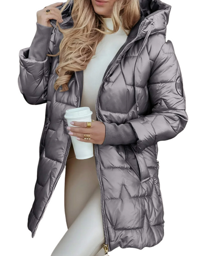 Nolwen | Eleganter Wintermantel mit Kapuze und Wattierung