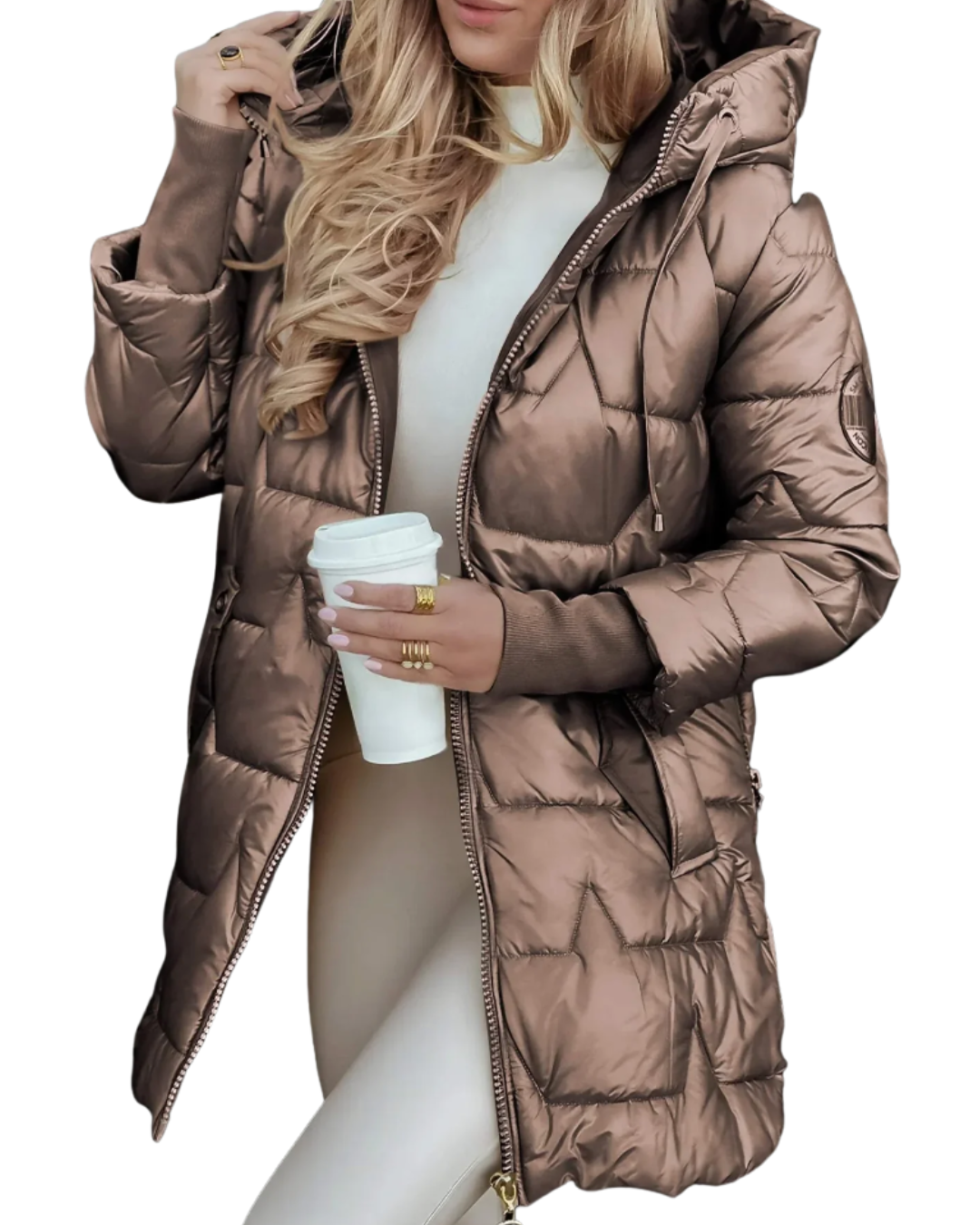 Nolwen | Eleganter Wintermantel mit Kapuze und Wattierung