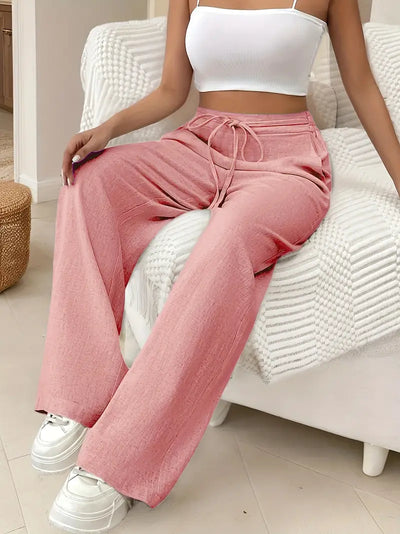Yara – High-Waist-Loungehose mit Kordelzug und weitem Bein
