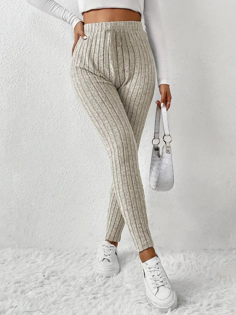 Elvida – Rippstrick-Leggings mit hohem Bund