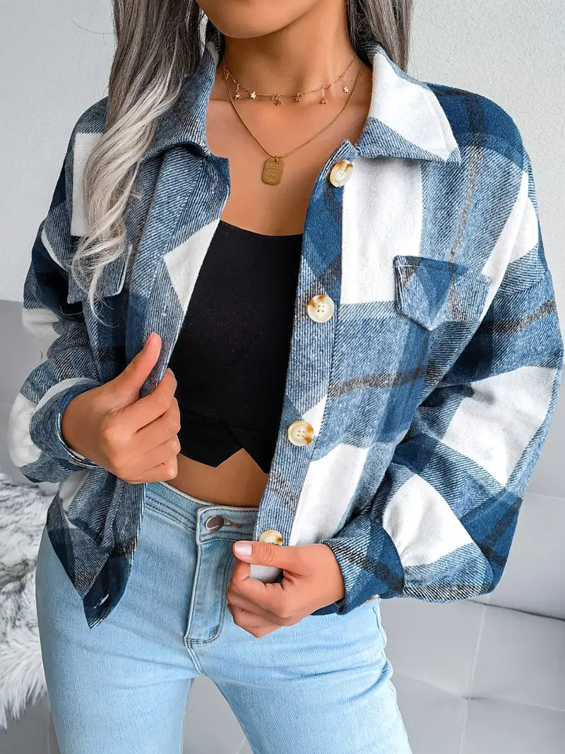 GEKÜRZTE KARIERTE FLANELLJACKE