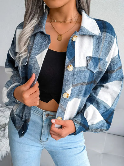 GEKÜRZTE KARIERTE FLANELLJACKE