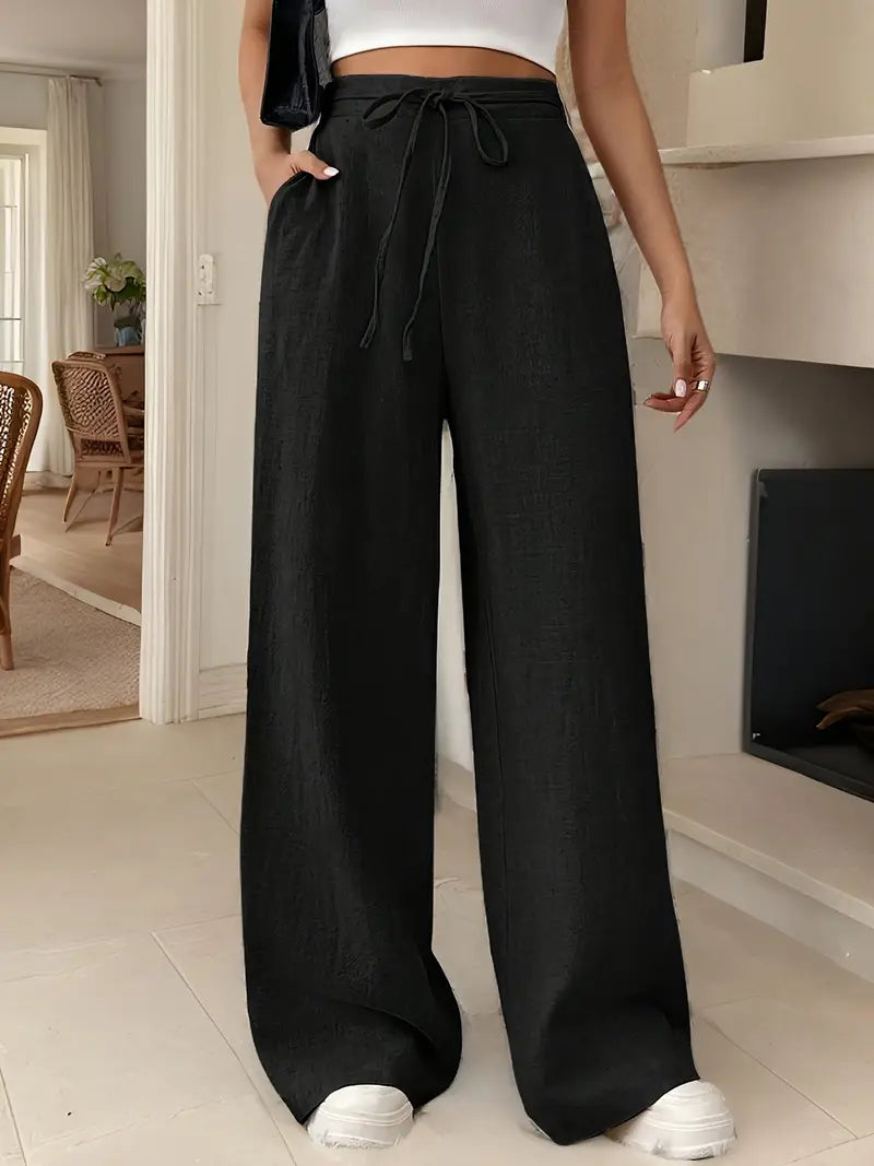 Yara – High-Waist-Loungehose mit Kordelzug und weitem Bein