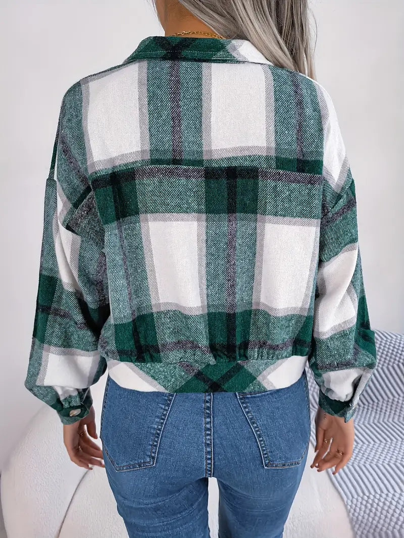 GEKÜRZTE KARIERTE FLANELLJACKE