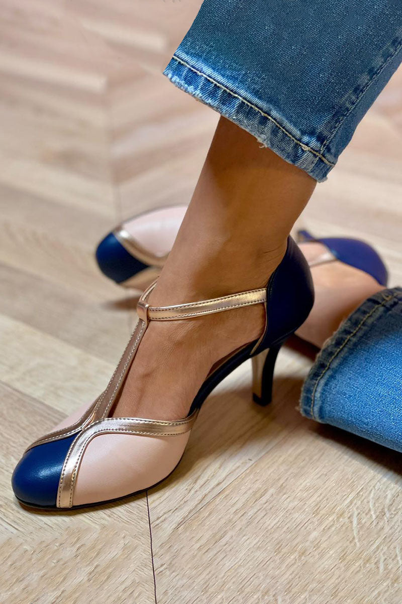 Alessia™ | Farbige und bequeme T-Strap-Pumps mit runder Zehenpartie