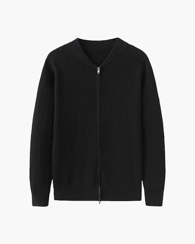 Bennett | Stehkragen Herren Rippstrick Reißverschluss Strickjacke