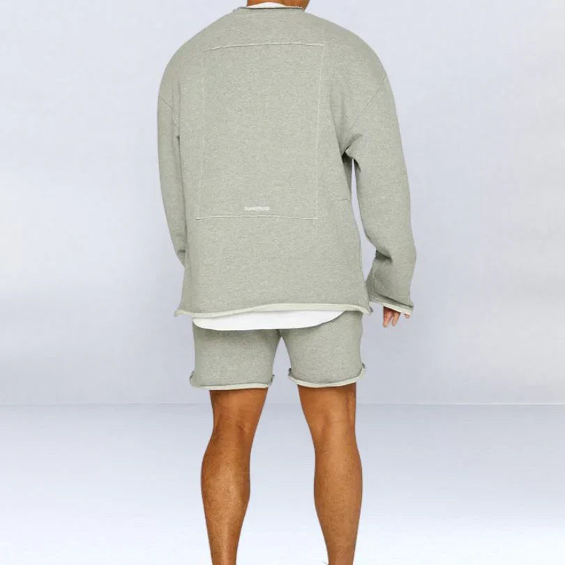 LESZE - STILVOLLE LANGARM PULLOVERHEMDEN MIT KURZE HOSE