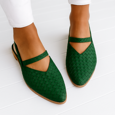 LIVIA™ | Geflochtene Slingback-Ballerinas aus Lederoptik