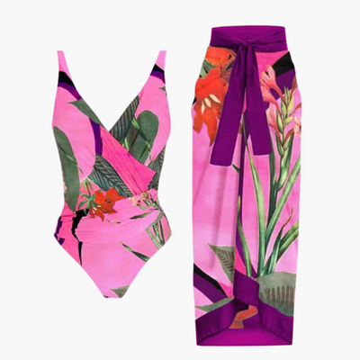 Badeanzug mit Überwurf - Damen Einteiler mit Strandrock