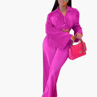 Eleganter Zweiteiler mit Plissee – Damen Sommer Outfit