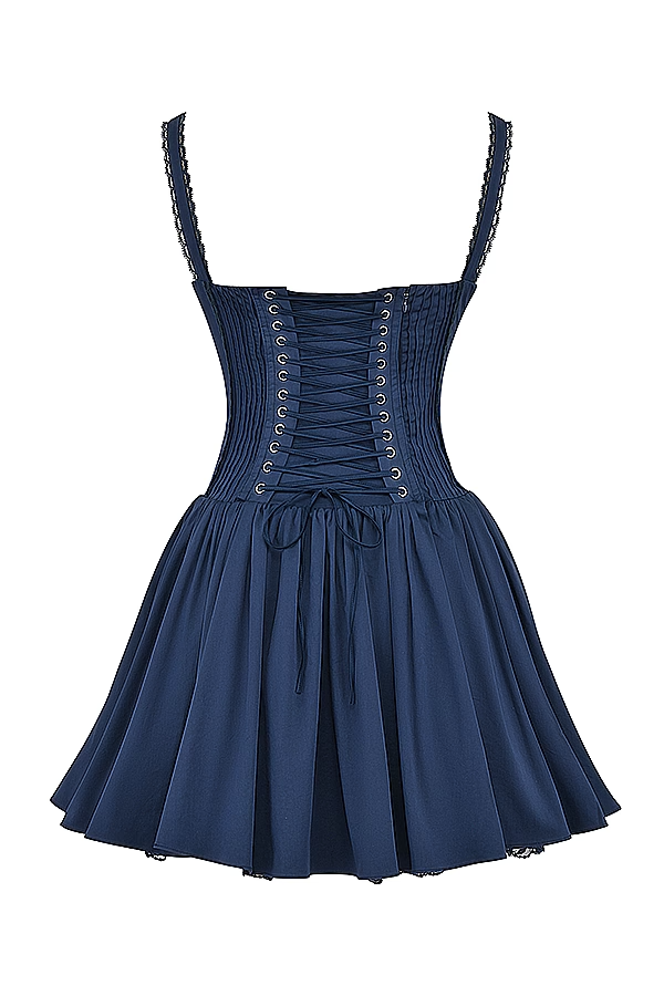 Romantisches Korsett-Minikleid mit Trägern und Rüschendetails