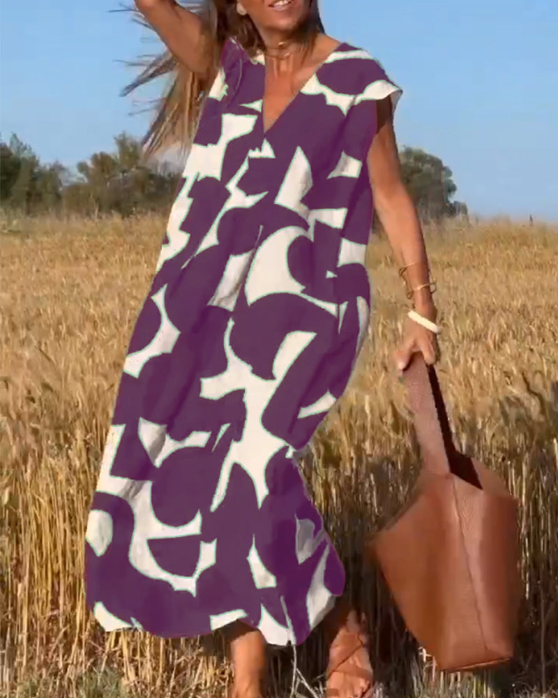 ELENA KLEID MIT PRINTMUSTER UND V-AUSSCHNITT