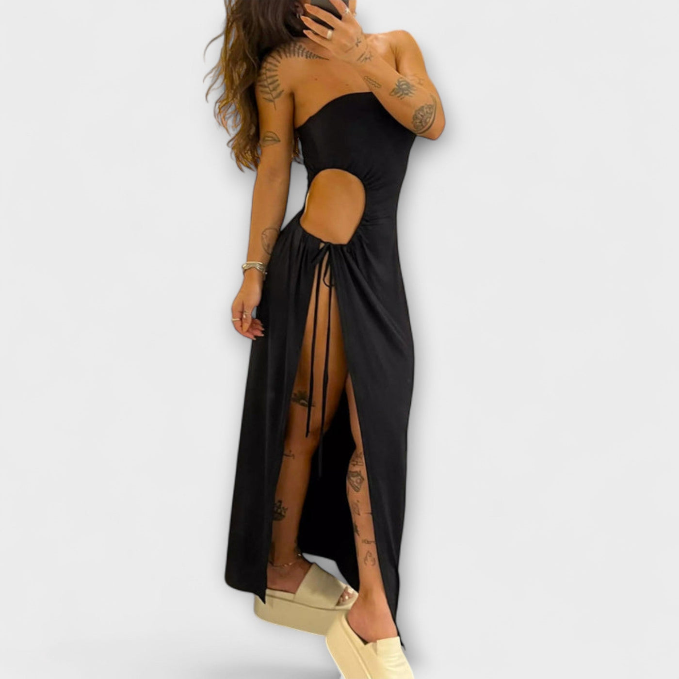 Winona - Bandeau-Tie Bodysuit-Kleid mit Seitenschlitzen