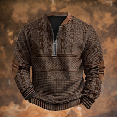 Armel | Gemütliches Vintage Strick Herren Zip Sweatshirt