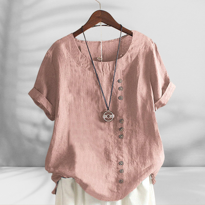MARGOT™ | Bluse mit Knopfleiste und Leinenoptik