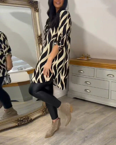 Mykaelae – Stylische Bluse mit abstraktem Print für Damen