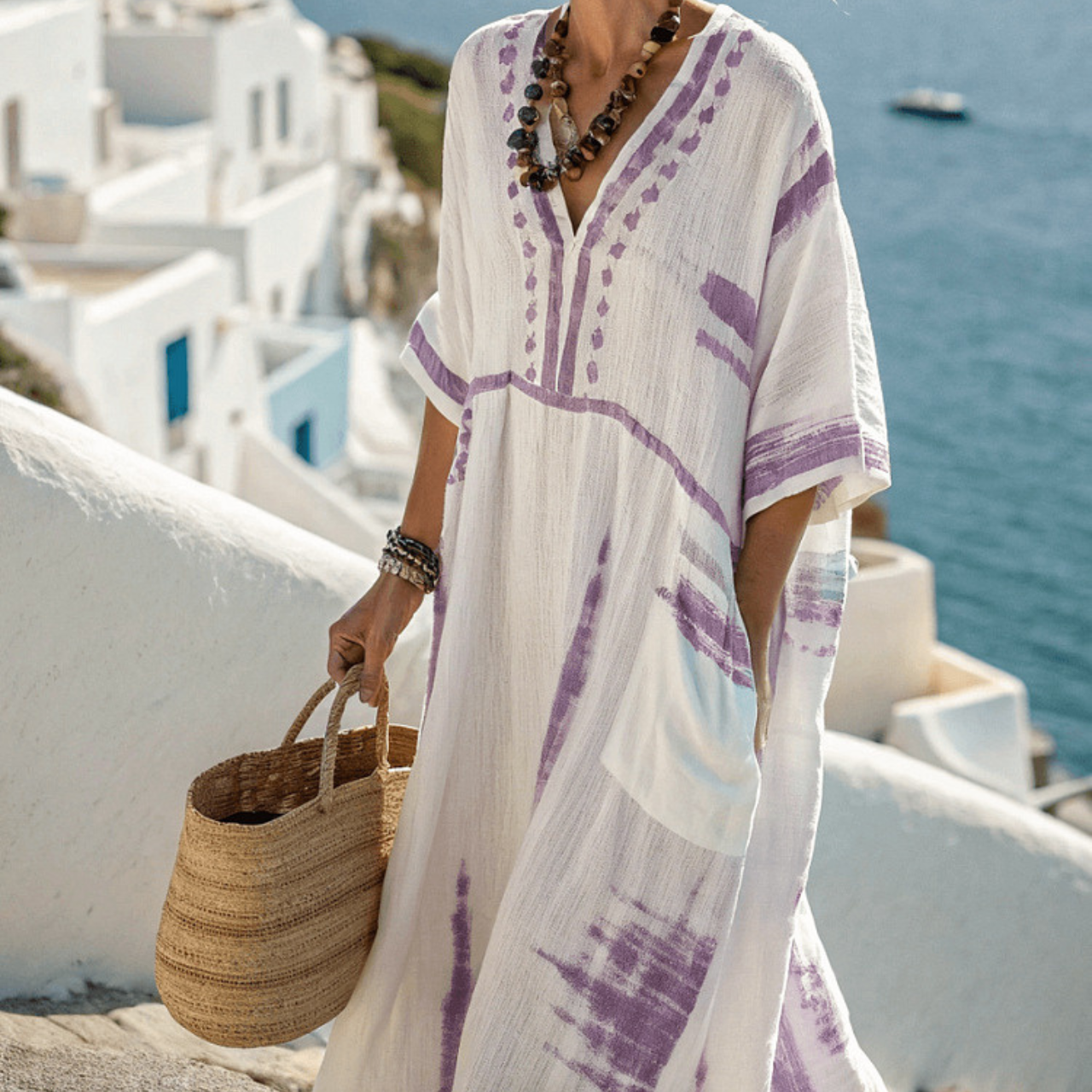 Quenny | Langes Premium-Kleid mit V-Ausschnitt