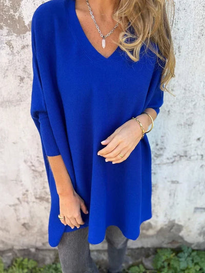 Céline – Weicher Oversized-Pullover mit V-Ausschnitt