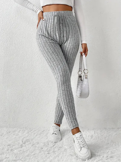 Elvida – Rippstrick-Leggings mit hohem Bund