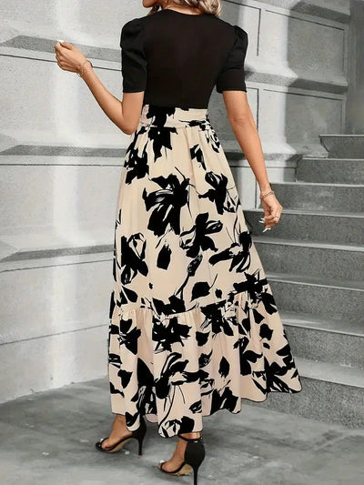 Elegantes Maxikleid Damen – A-Linie Sommerkleid mit Taillenschleife