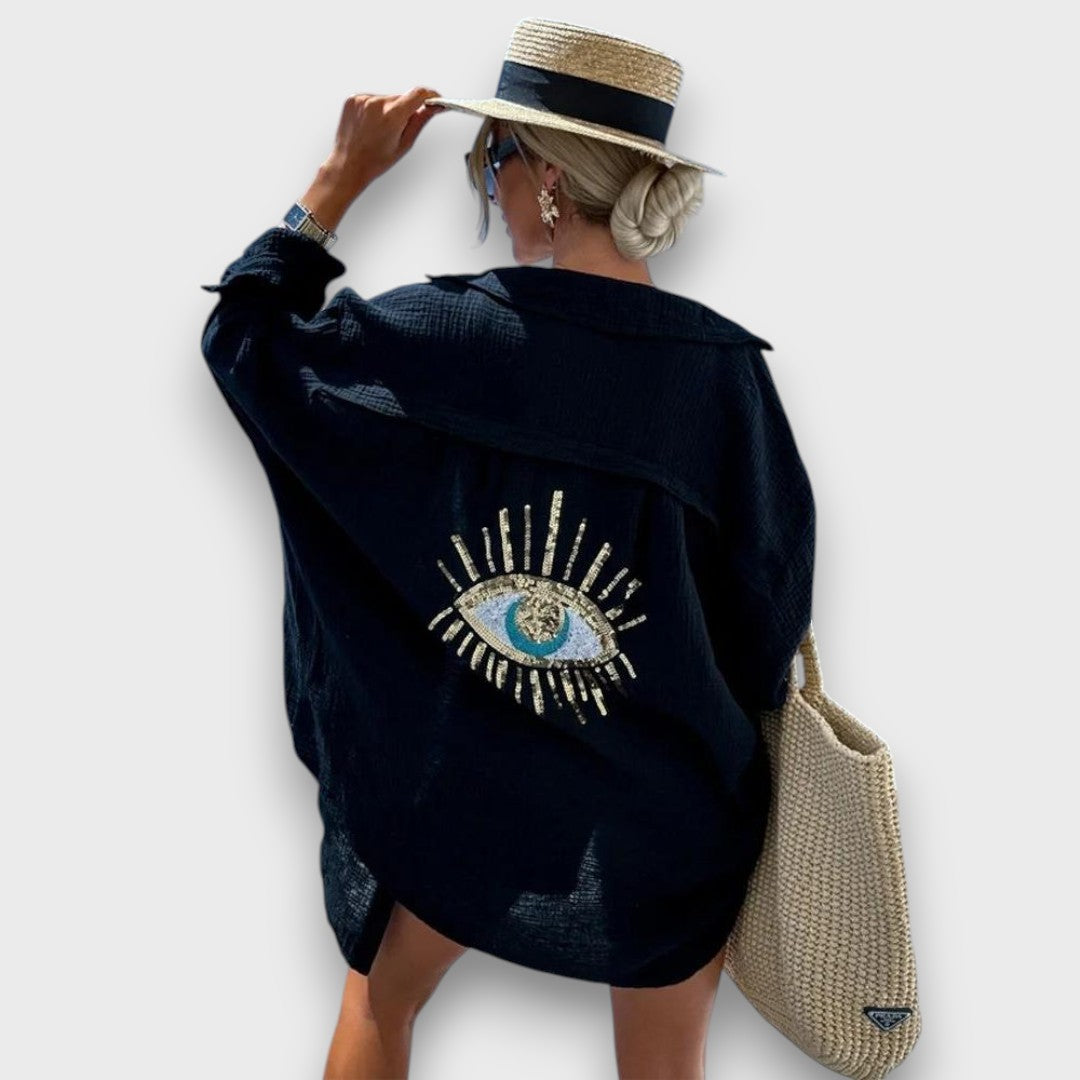 Elira – Oversize-Hemd mit Paillettenstickerei
