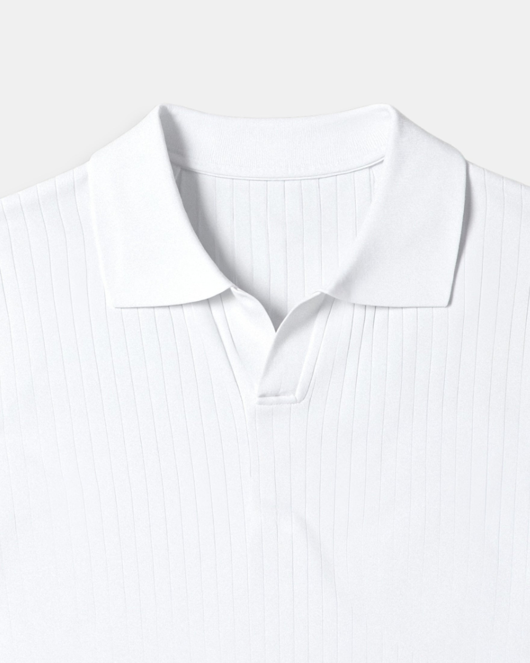 Herren-Poloshirt aus Rippstrick – Offener Kragen, Slim Fit