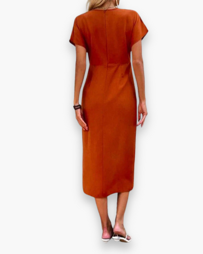 Damen Verspieltes Midi Kleid mit V-Ausschnitt | Lässig