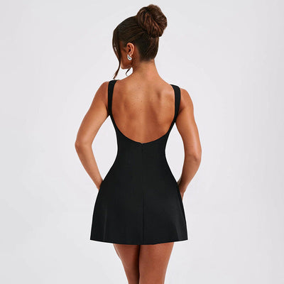 Ärmelloses A-Linien Minikleid mit elegantem Rundhalsausschnitt