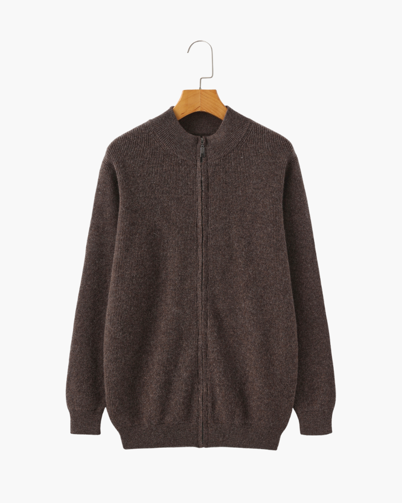 Wesley | Rippenstrick Reißverschluss Kaschmir Strickjacke für Männer
