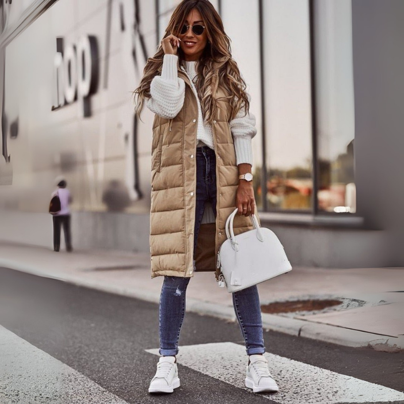 Weste Damen Mit Kapuze | Knielange Steppoptik