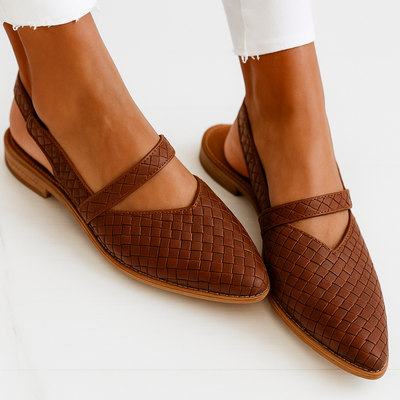 LIVIA™ | Geflochtene Slingback-Ballerinas aus Lederoptik