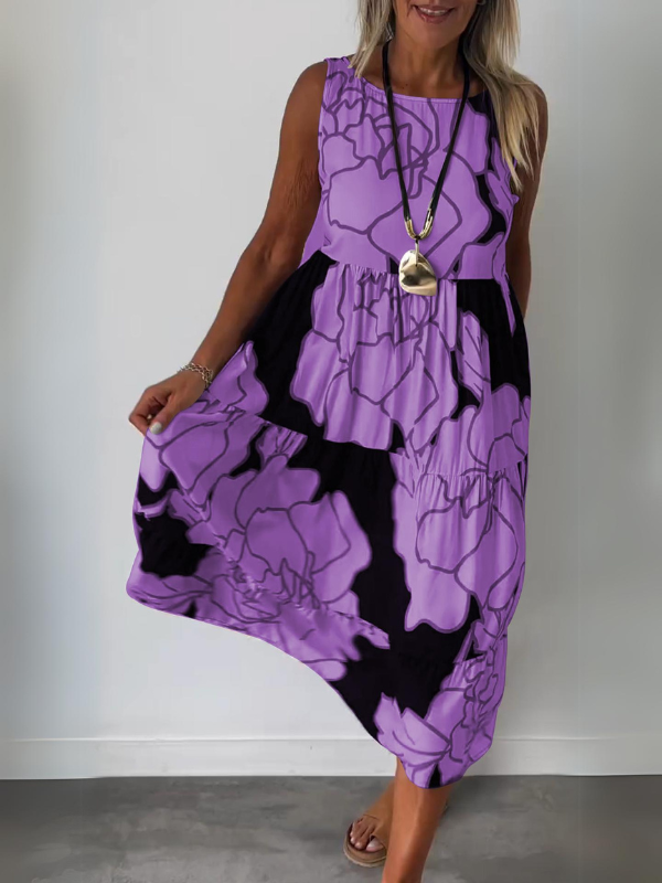 HELGA ÄRMELLOSES KLEID MIT PRINT