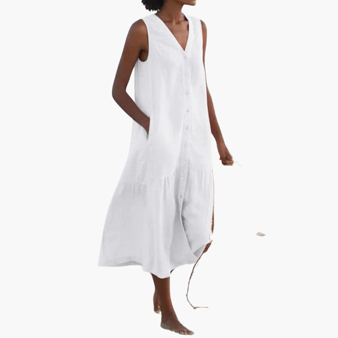 Midi-Kleid mit Knopfleiste für Damen - Sommerliches Shirt Kleid